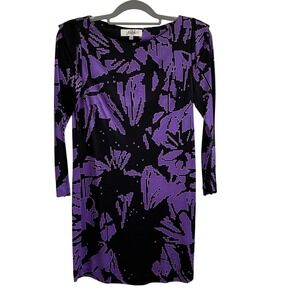 Vtg Tibi Mini Dress Long Sleeve Party Cocktail Open Back Purple‎ Black XS Artsy
